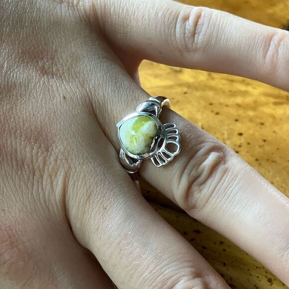 Natural Connemara Marble Sterling Silver Claddagh Ring Discounted Size 6.75 - Picture 4 of 10